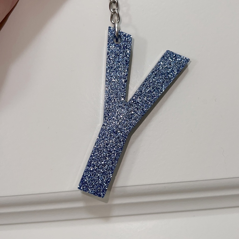 Custom Denim sparkle backpack keychain charm
